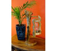 Lanterna In Legno E Vetro Per Giardino E Terrazza Con Porta Candela Decorativa