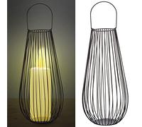 Lanterna in metallo | Ferro nero H50 cm | Lanterna da giardino portacandela antivento