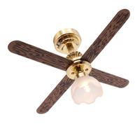 Lanterna in miniatura, luci per casa delle bambole con ventilatore a LED marrone in scala 1:12