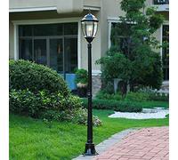 Lanterna in Vetro Continentale,Da da Terra Impermeabile per Esterni, 2 Luci, Luci da Giardino in Alluminio per Villa, Luce da Prato, Luce da Erba, Lampia Colonna, Lampistradale, Luci a Pilae27/Nero/11