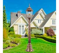 Lanterna in Vetro Continentale E27,Da da Terra Impermeabile per Esterni, 2 Luci, Luci da Giardino in Alluminio per Villa, Luce da Prato, Luce da Prato, Lampia Colonna, Lampistradale,Da a Colonna, Luci