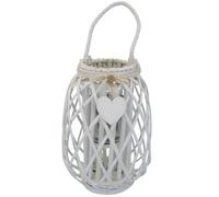 Lanterna In Vimini Bianca Diametro 30 X 56 Per Interno E Esterno, Portico, Porta Candela, Porta Fiori, Giardino Decorazioni