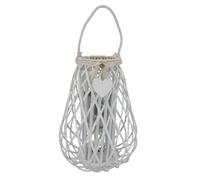 Lanterna In Vimini Bianca Diametro 36x53 Per Interno E Esterno, Portico, Porta Candela, Porta Fiori, Giardino Decorazioni