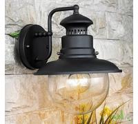 LANTERNA LAMPADA A PARETE MURO ESTERNO 60W IP44 CON BRACCIO ACCIAIO NERA
