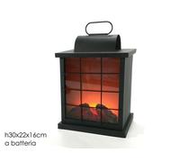 Lanterna led nera effetto camino fiamma viva a batteria arredo casa