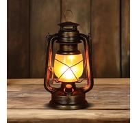 Lanterna LED vintage, lanterna da campeggio, ricaricabile, 3 modalità di illuminazione: fiamma lampeggiante e sempre accesa, per veranda, terrazza, cortile, giardino, campeggio (stile 1)