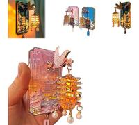 Lanterna luminosa per frigorifero con gru gialla, in metallo luminoso, punto di riferimento 3D, decorazione per frigorifero, architettura, regalo scenico culturale, per collezionisti di viaggi