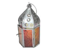 Lanterna marocchina, mini lanterna in vetro, colorata e intricata, lanterna decorativa, decorazione marocchina, decorazione per Ramadan, decorazione Diwali, decorazione per la casa (rosso/giallo)