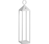 Lanterna Moderna a Led Pic-nic di Rossini Illuminazione Wireless Senza Fili Dimmerabile Uso Interno/Esterno 2,2watt Luce Calda 2700K IP54 12 Ore di Autonomia (h.67 cm, Bianco)