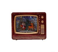 Lanterna musicale natalizia con neve e neve che cade e design TV festivo per scrivania o mensola (cervo rosso)