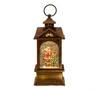 Lanterna musicale natalizia dal design vintage, con melodie stagionali, emette luce notturna, ornamento in plastica marrone, 10,2 x 10,5 x 23,5 cm, decorazione per la casa, le vacanze, riunioni