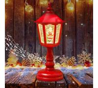 Lanterna natalizia a sfera di neve con musica, lanterna di Natale con luce LED bianca calda, candela di Natale, glitter, globo nevoso, luce notturna, decorazione natalizia per interni