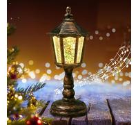 Lanterna natalizia a sfera di neve con musica, lanterna di Natale con luce LED bianca calda, candela di Natale, glitter, globo nevoso, luce notturna, decorazione natalizia per interni