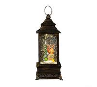 Lanterna natalizia con palla di neve musicale con Babbo Natale e borsa regalo, retro oro, USB, a batteria, lanterna a vento, 8 x 8 x 20 cm, per decorazioni natalizie, decorazione per la casa, camera