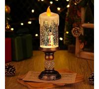 Lanterna natalizia con palle di neve con musica, scena di Babbo Natale, candela senza fiamma, luce scintillante, alimentata a USB e a batteria, lanterna riempita d'acqua con glitter vorticosi per