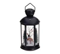 Lanterna natalizia decorativa con scena interna e LED bianco caldo 21,5 x 21,5 x 43 cm