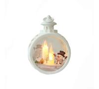 Lanterna natalizia vintage con candela senza fiamma, perfetta per una decorazione sicura e calda per le vacanze, per migliorare l'atmosfera festiva (bianco pupazzo di neve)