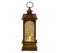 Lanterna natalizia vintage con luce a LED, melodie festive e funzione luce notturna, decorazione per presepe, in plastica marrone, ricordo per la decorazione della casa (4)