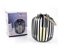 Lanterna nera decorativa con candela a batteria