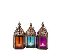 Lanterna Orientale Set Di 3 Lantern Meena Colorate 16Cm - Arancione - Blu - Rosa