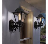 Lanterna Parete Lampada da Esternaa Balcone E27 Nero Alluminio Vetro Klar Hof 2x [EEK: Nicht bewertet]