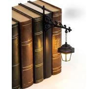 Lanterna per Biblioteca - Illuminazione Decorativa per Scaffali, Mini Lampada da Strada Vintage per Angolo di Lettura, Luci per Scaffali da Lettura per Amanti dei Libri, Lampada da Appendere in Legno