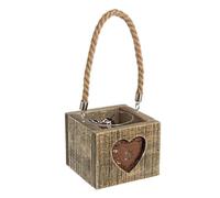 LANTERNA PORTA CANDELA IN LEGNO CON CUORE IN METALLO