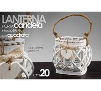 LANTERNA PORTA CANDELA INTRECCIO BAMBU' BIANCA 1420 CM BASE QUADRATA ARY-670992
