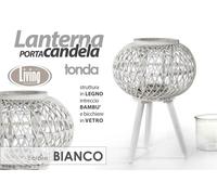 LANTERNA PORTA CANDELA STRUTTURA IN LEGNO INTRECCIO BAMBU' 1764 CM XDH-777905