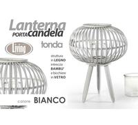 LANTERNA PORTA CANDELA STRUTTURA IN LEGNO INTRECCIO BAMBU' 3951 CM SPQ-772481