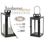LANTERNA PORTACANDELA CUBO TEA LIGHT CASA GIARDINO EVENTI METALLO NERA 3215cm