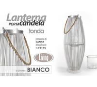 LANTERNA PORTACANDELA DA TERRA PIANTANA CASA EVENTI TONDA LEGNO VETRO 9534 cm