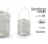 LANTERNA QUADRATA IN METALLO FERROBATTUTO BIANCO 1645 CM IRO-657894