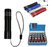 Lanterna ricaricabile USB per avventure all'aperto, struttura in lega di alluminio resistente, forte luce bianca da 3 W, porta di ricarica di tipo C, torcia portatile da 8,5 x 2,1 cm per campeggio