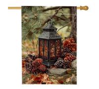 Lanterna rustica autunnale da giardino, striscione decorativo nero per la decorazione della casa autunnale, bandiera da cortile in iuta su entrambi i lati per decorazione esterna del prato 71 x 101 cm