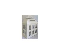 Lanterna scatola bomboniera cartone pieghevole porta buste tela bianco c/ pvc 30