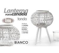 LANTERNA SFERA PORTACANDELA PIANTANA DA TERRA CASA EVENTI VETRO Trepiede 64 cm