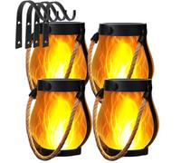 Lanterna solare a fiamma danzante, luci da esterno, lanterna solare a fiamma tremolante, luci da esterno impermeabili, lanterne decorative con accensione/spegnimento automatico, ricarica USB e solare