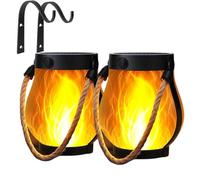 Lanterna solare a fiamma danzante, luci da esterno, lanterna solare a fiamma tremolante, luci da esterno impermeabili, lanterne decorative con accensione/spegnimento automatico, ricarica USB e solare