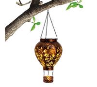 Lanterna solare a forma di mongolfiera con fiamma, in metallo, impermeabile | Lanterna solare esterna per cortile patio giardino sentiero parete notte festa piscina portico ristorante hotel