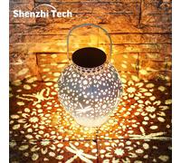 Lanterna solare a LED Luce cava in ferro battuto Lampada da proiezione per esterni Lampade a sospensione impermeabili per regalo Cortile Giardino Art Home Deco