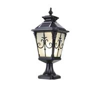 Lanterna solare a pilastro esterno con lampione for montaggio su molo con illuminazione stradale in vetro smerigliato for vialetto da giardino nel cortile(Black(Solar energy),Small)