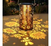 Lanterna Solare All'aperto, Girasole Decorativo da Giardino Appeso, Luce Solare Retrò Metallo Led Impermeabile IP65 Per La Decorazione Del Prato Del Patio Del Balcone, Regalo Per Le Vacanze, 1 Pezzi