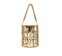 Lanterna solare autonoma a energia con emissione di luce calda e aspetto rattan intrecciato a mano per accenti da giardino