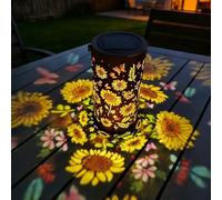 Lanterna solare colorata a forma di girasole per esterni, impermeabile, decorativa, da appendere e da tavolo, con motivo di proiezione, per patio, giardino, cortile, balcone (girasole)