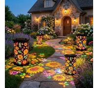 Lanterna solare colorata con girasole - Decorazione da giardino a LED for esterni impermeabile, in metallo sospesa for patio, cortile, prato, portico Regalo perfetto nonna e donne(Colorful,4pcs)