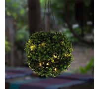 Lanterna Solare da Appendere Luci per Esterni,Palla Topiaria Artificiale Luminosa per Patio,Luci Solari da Giardino Impermeabili,Palla in Erba Decorativa Lampadario da Esterno-B 20x41cm(8x16inch)