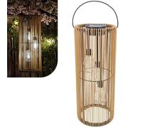 Lanterna Solare da Esterno Effetto Rattan - Singola Lampada LED da Giardino Impermeabile - Luce Solare Decorativa da Appendere o da Tavolo per Balcone, Terrazza, Patio