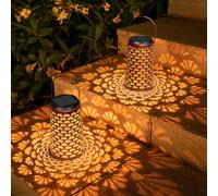 Lanterna Solare da Esterno, Moman Lanterne da Esterno Appendibile con Luce Fredda/Calda IP55 Lanterne Solari da Esterno per Giardino (Conchiglia), Lanterna-Solare-Giardino-Esterno-Lanterne