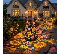 Lanterna solare da giardino colorata con bagliore di girasole, luce for patio e percorso a energia, calda for illuminare il tuo dopo tramonto,decorazioni(Colorful,2pcs)
